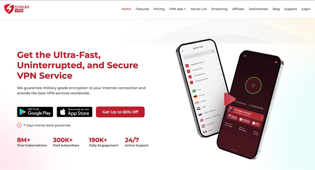 Symlex VPN Web Page